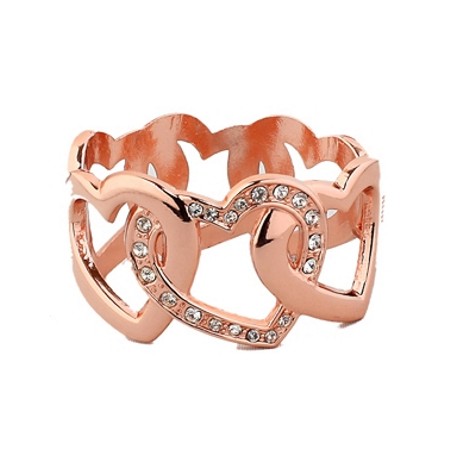 Rose gold Plated Heart and Crystal Hinged Bracelet - Click Image to Close